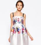 Hope And Ivy Structured Bandeau Prom Dress In Placement Floral - Multi