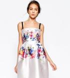 Hope And Ivy Structured Bandeau Prom Dress In Placement Floral - Multi