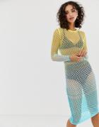 Asos Design Ombre Mesh Knitted Midi Dress - Multi