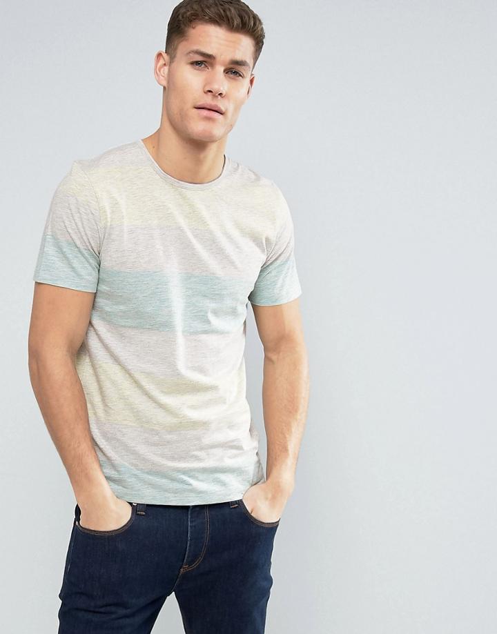 Produkt T-shirt In Multi Stripe - White