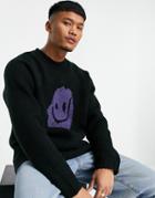 Weekday Diego Drippy Face Sweater In Black