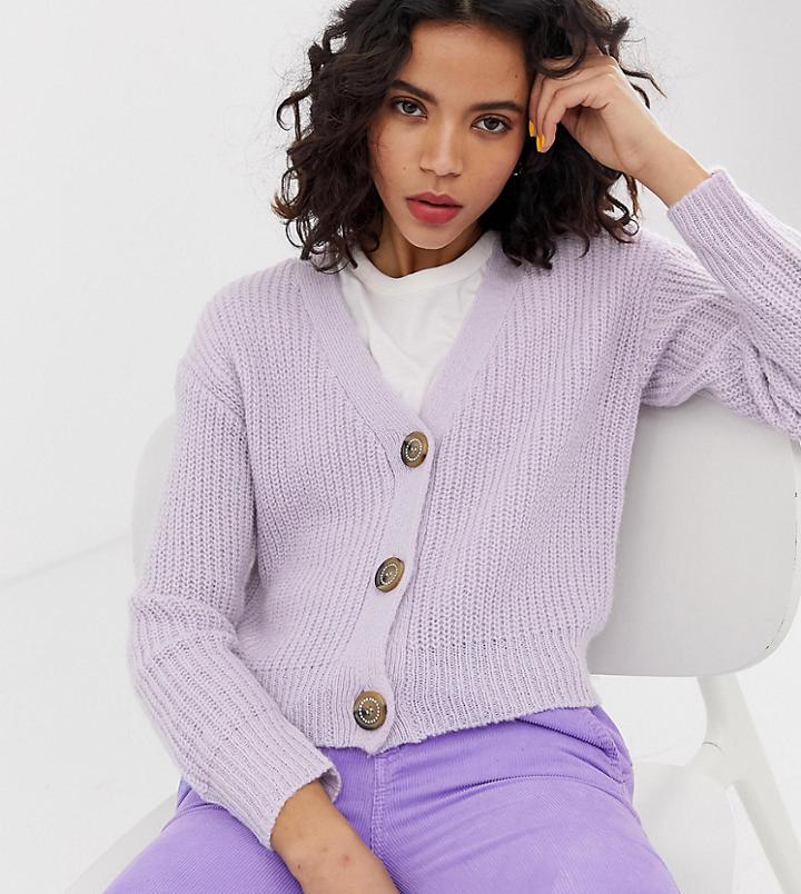 River Island Cardigan With Jewelled Buttons In Lilac - Purple