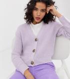 River Island Cardigan With Jewelled Buttons In Lilac - Purple