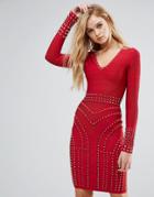 Forever Unique Long Sleeved Bodycon Dress - Red