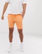 Asos Design Jersey Skinny Shorts In Orange - Orange