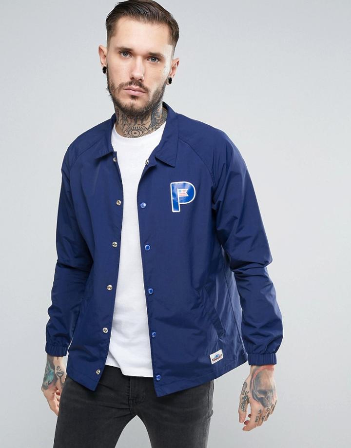 Penfield Howard Coach Jacket Nylon P Logo In Navy - Navy