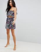 Asos Gingham Floral Print Crinkle Beach Skirt Co-ord - Multi