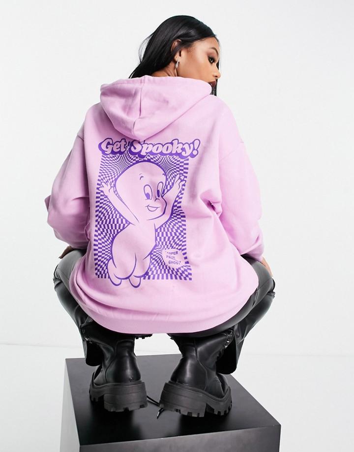 Asos Design Halloween Casper Oversized Hoodie In Bright Purple