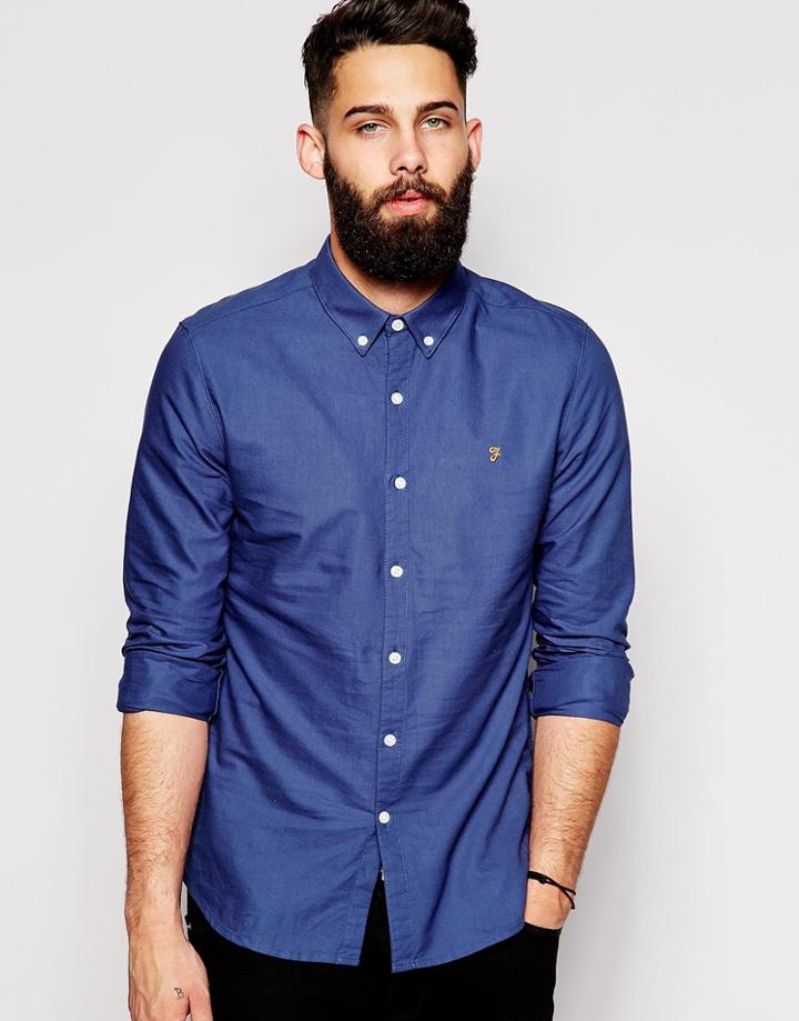 Farah Oxford Shirt Slim Fit - Dusky Blue