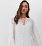 Asos Design Tall Sheer Smock Top With Tie Front-white