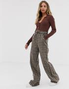 Emory Park Wide Leg Pants In Check-brown