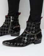 Jeffery West Adam Ant Leather Chain Zip Boot - Black