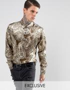 Reclaimed Vintage Inspired Paisley Shirt In Reg Fit - Green