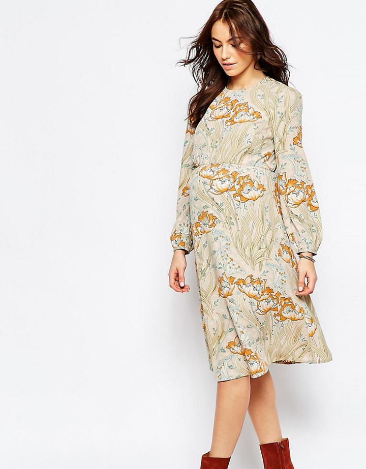 Asos Maternity Printed Midi Dress - Multi