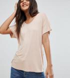 Asos Design Tall T-shirt With Drapey Batwing Sleeve In Pink - Pink