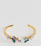 Bill Skinner Butterfly Floral Cuff - Gold