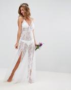 Asos Bridal Beach Lace Maxi Dress - White