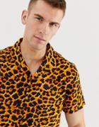 Brave Soul Animal Shirt With Revere Collar - Brown