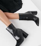 Raid Wide Fit Meadow Heeled Ankle Boots In Black Croc