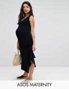 Asos Maternity Knitted Dress With Hem Detail - Black