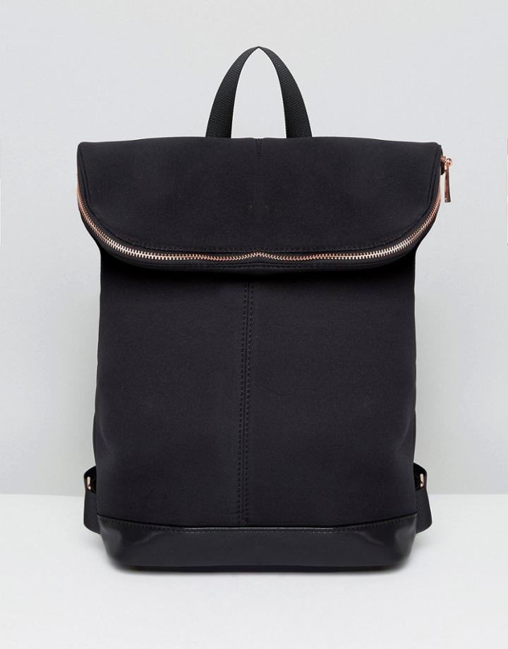 Asos Scuba Backpack With Rose Gold Zip - Black