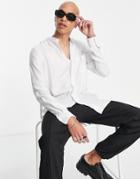 Bolongaro Trevor Long Line Grandad Collar Shirt-white