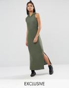 Nocozo Khaki Maxi Dress With Hood - Green
