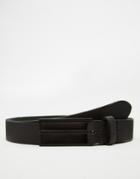 Asos Leather Belt With Black Coated Buckle - Black