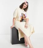 Collusion Plus Cheetah Print Midi T-shirt Dress In Beige-neutral