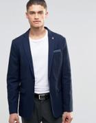 Selected Homme Blazer In Texture With Stretch - Navy