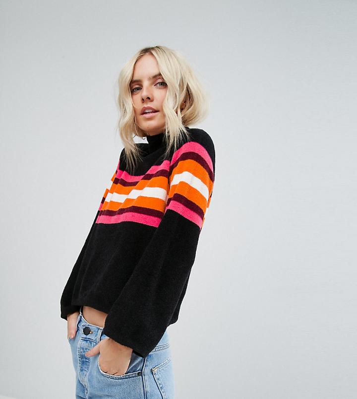 Asos Petite Sweater In Chenille With Stripes - Multi