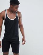 Asos Design Tank With Extreme Racer Back And Contrast Panels In Black - Multi