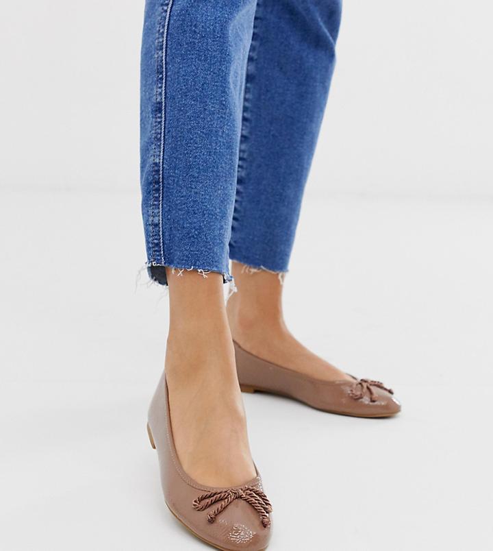 Asos Design Loretta Bow Ballet Flats In Beige - Beige