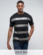 Asos Tall Oversized T-shirt With Rainbow Sequin Stripe - Black