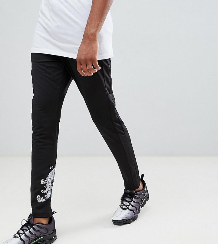 Criminal Damage Joggers In Black Baroque Print Exclusive To Asos - Black