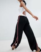 Lasula Contrast Stripe Popper Pant - Black