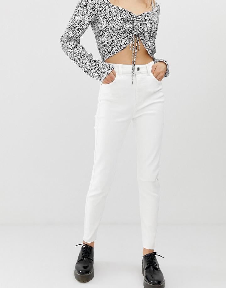 Bershka Super High Waist Jean In White - White