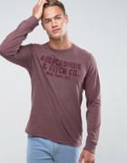 Abercrombie & Fitch Long Sleeve Top Slim Fit Legacy Print In Burgundy - Red