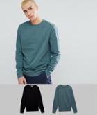 Asos Sweatshirt 2 Pack Black/green Save - Multi
