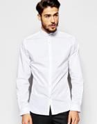 Noak Grandad Shirt In Skinny Fit - White