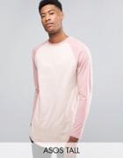 Asos Tall Super Longline Long Sleeve T-shirt With Contrast Raglan And