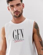 Good For Nothing Cut Away Tank In White With Large Logo - White