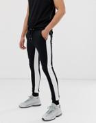 Asos Design Super Skinny Sweatpants With Side Stripes In Black - Black