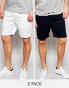 Asos 2 Pack Chino Shorts In Mid Length Save