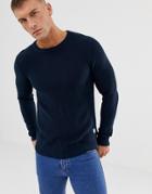 Jack And Jones Originals Ribbed Crew Neck Knitwear - Navy