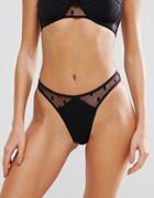 Lost Ink Polka Dot Mesh Bikini Bottom - Black
