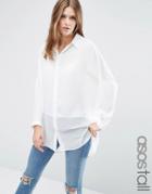 Asos Tall Oversize Blouse With Sheer Inserts - Cream