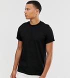 Asos Design Tall T-shirt With Crew Neck And Roll Sleeve In Black