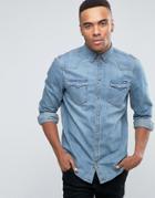 New Look Denim Western Shirt In Blue In Regular Fit - Blue