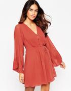 Asos Skater Dress With Flared Sleeves - Terracotta $24.00